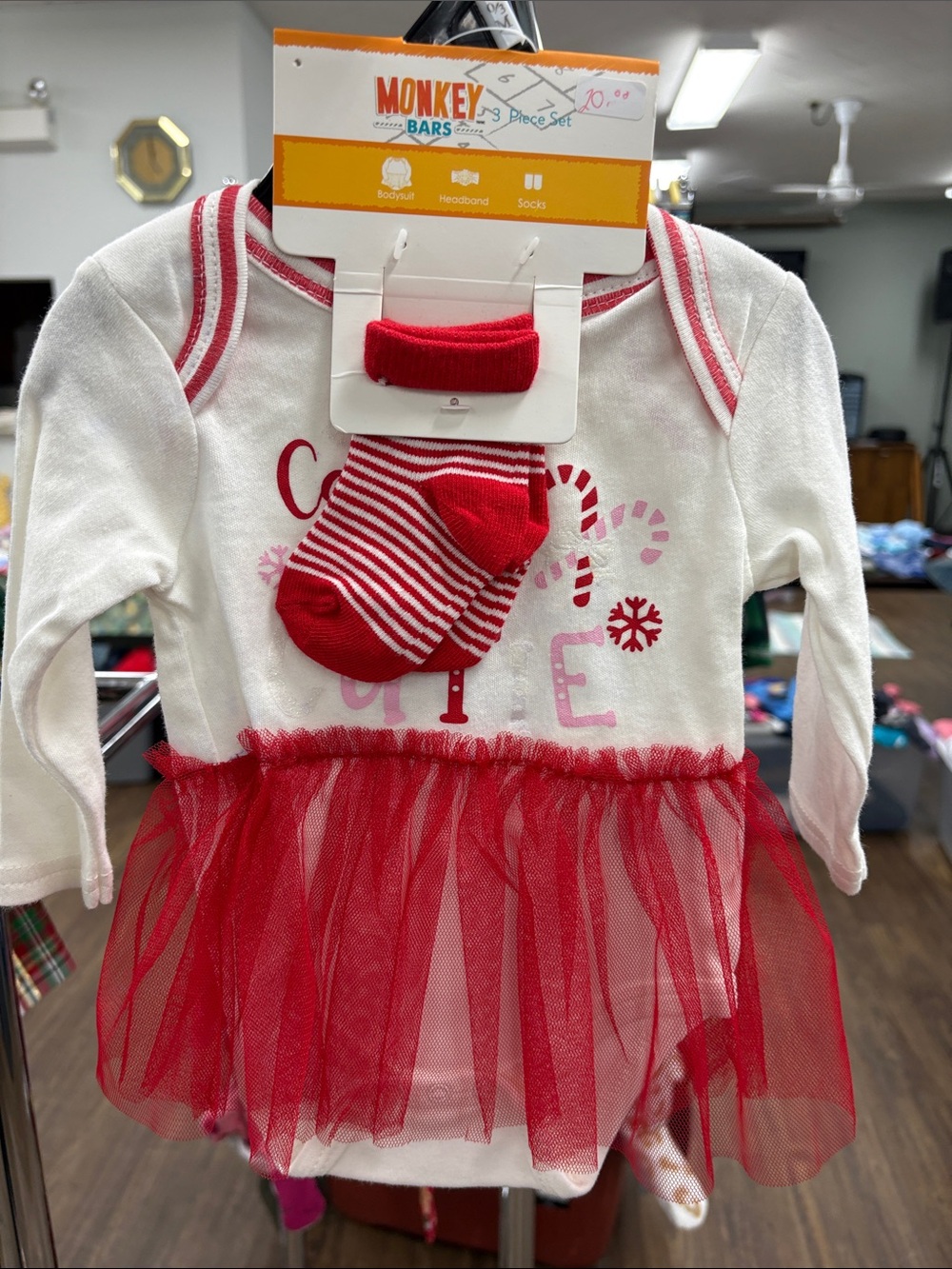 Carter's Red and White Tutu Bodysuit with Striped Bow